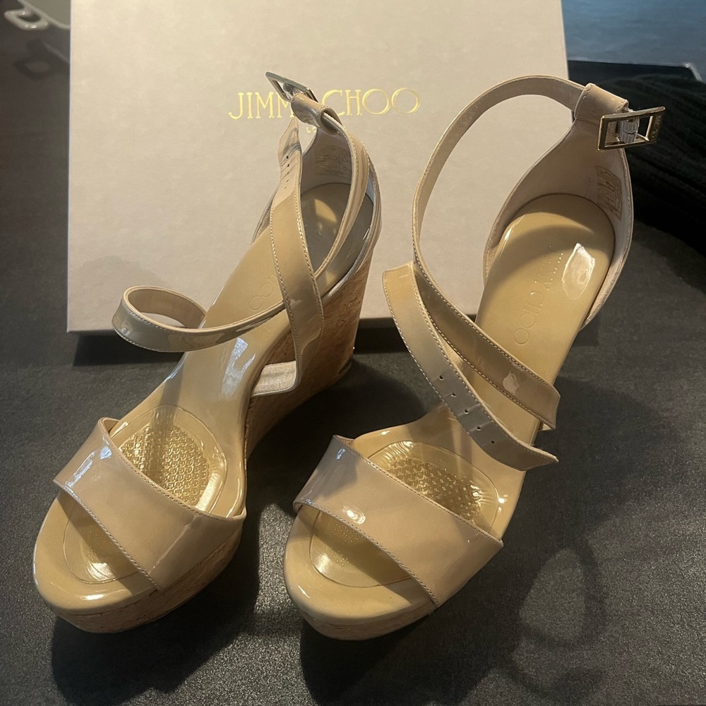 Brand new Jimmy Choo nude wedge sandal